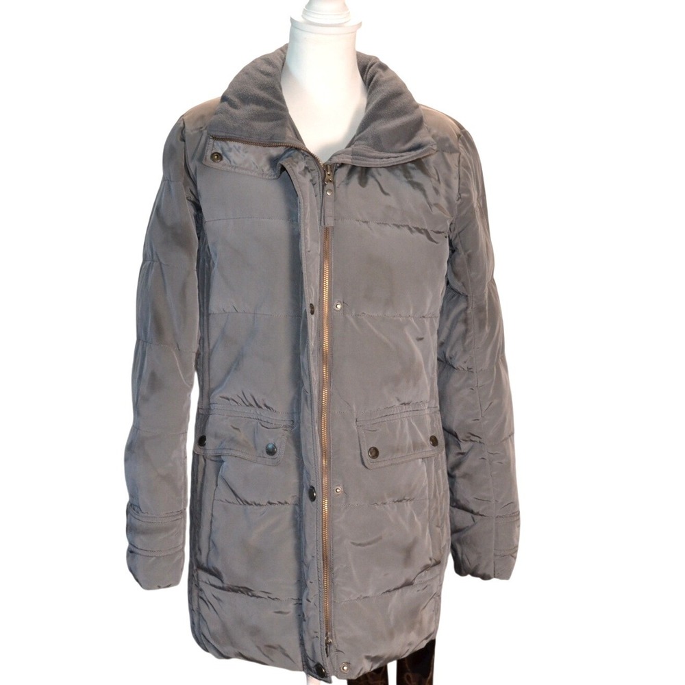 Lands' End Quilted Insulated Jacket Casual Winter Gray Women's M 10-12 Coat READ